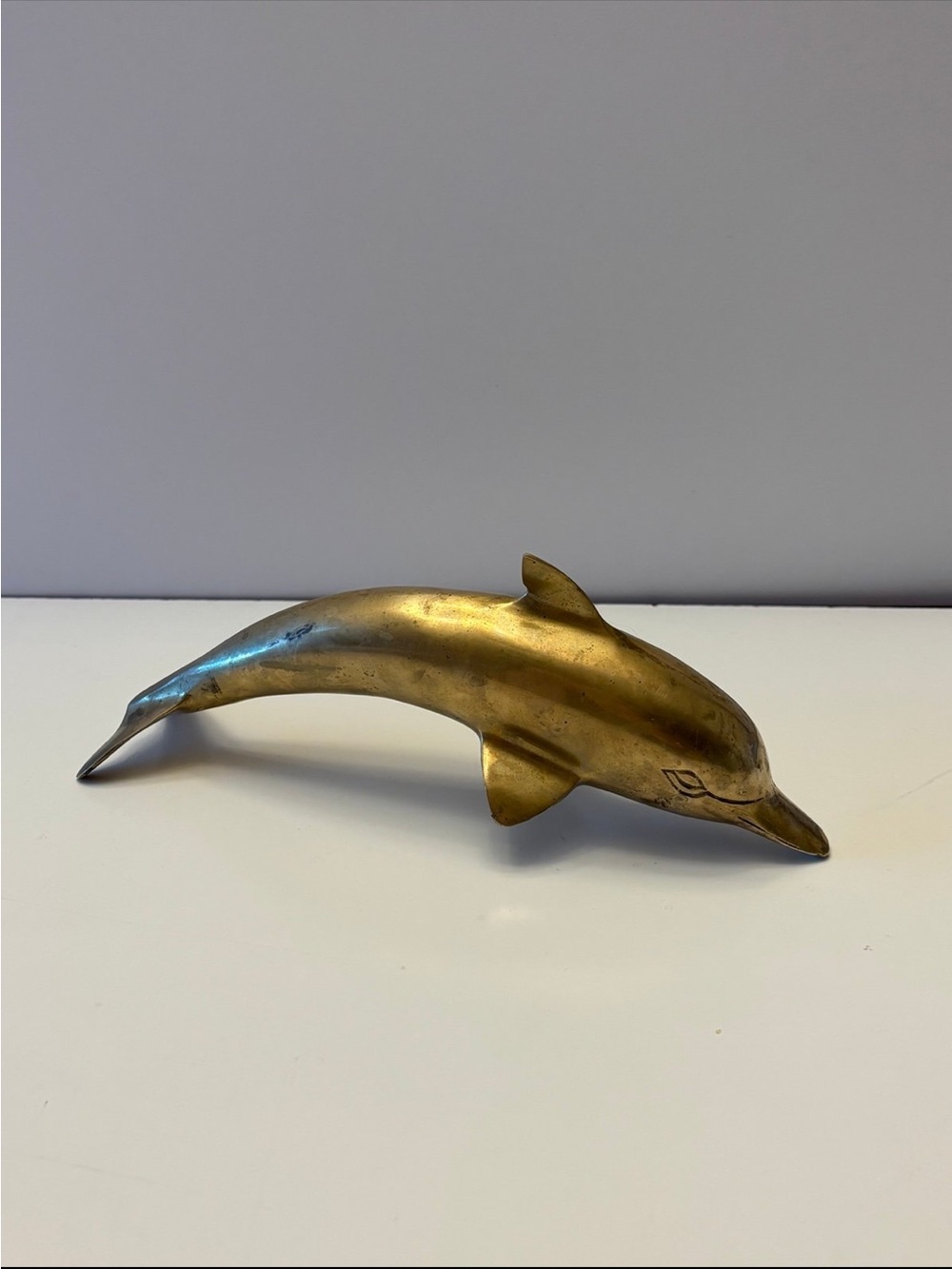 vintage solid brass dolphin figurine
